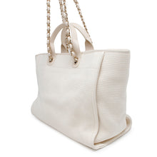 将图像加载到图库查看器中，CHANEL Deauville 2WAY ChainTote Bag IvoryA66941 Canvas Leather Size GM
