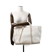 将图像加载到图库查看器中，CHANEL Deauville 2WAY ChainTote Bag IvoryA66941 Canvas Leather Size GM
