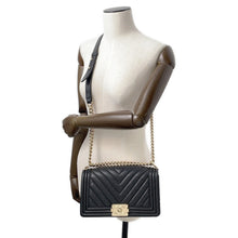 Load image into Gallery viewer, CHANEL Boy Chanel ChainShoulder Bag BlackA67086 Soft Caviar Leather Size 25
