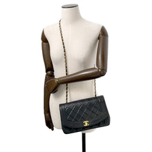 将图像加载到图库查看器中，CHANEL Diana ChainShoulder Bag Black Lambskin Size 25
