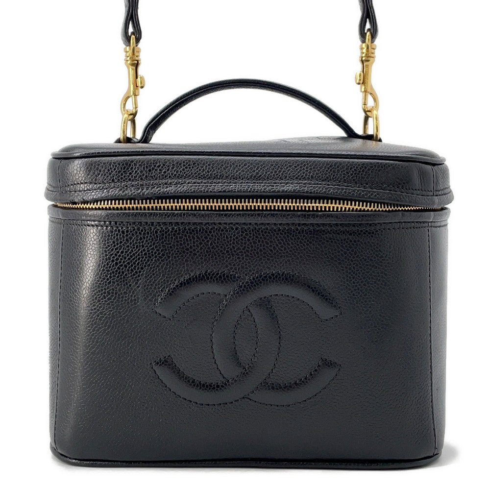 CHANEL CC Logo 2WAY Vanity Shoulder Bag BlackA06238 Caviar Leather