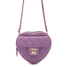 将图像加载到图库查看器中，CHANEL Matelasse Heart ChainShoulderPouch PurpleAP2784 Lambskin

