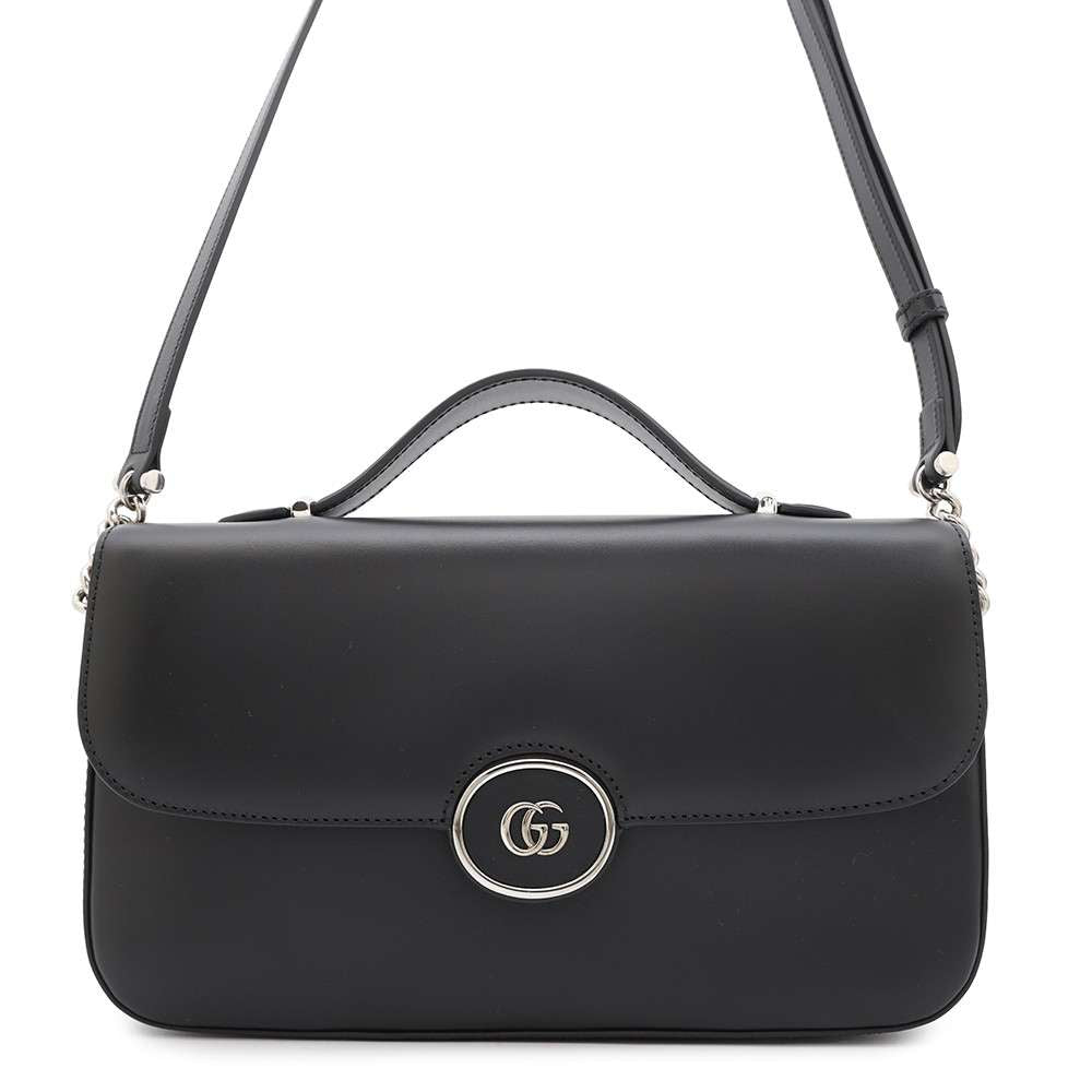 GUCCI PETITE GG 2WAYShoulder Bag Black739721 Calf Leather Size Small