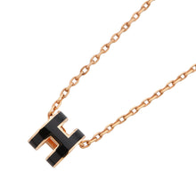 将图像加载到图库查看器中，HERMES Pop Ash Necklace Size Mini Black Lacquer Gold Plated
