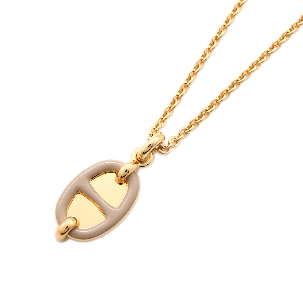 HERMES Mini Maillon Necklace Size PM Marong rasse Metal Lacquer