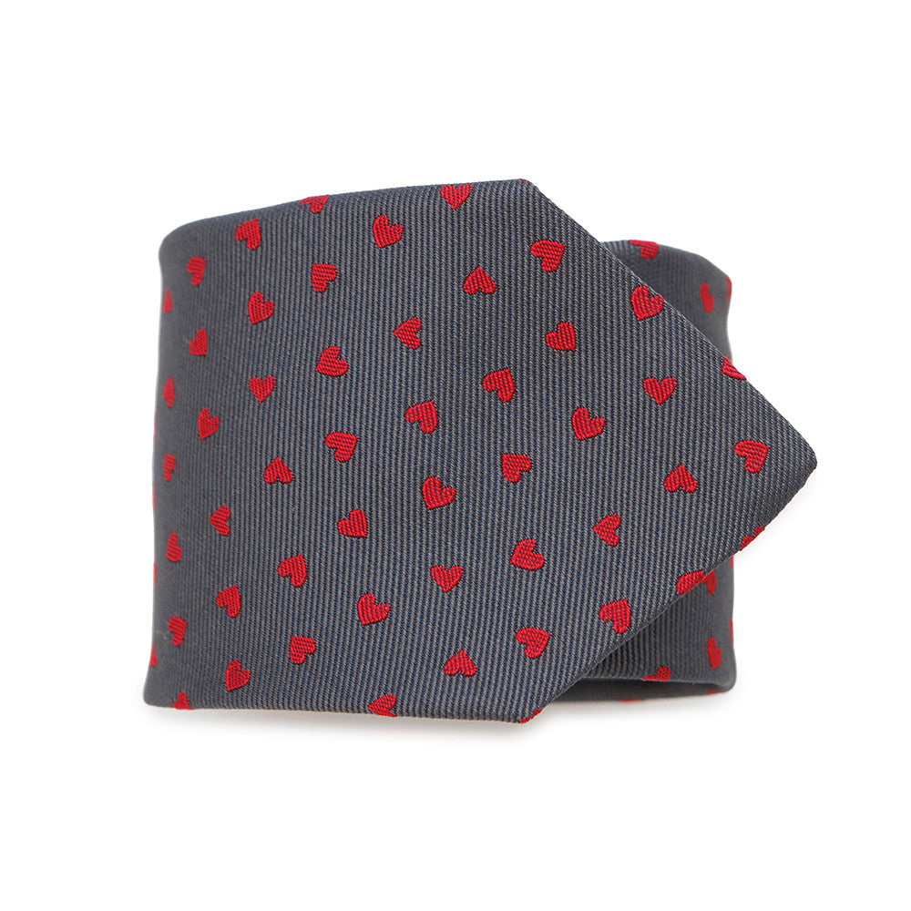 HERMES Dancing Heart Tie Grease/RougeH339317T Silk 100%