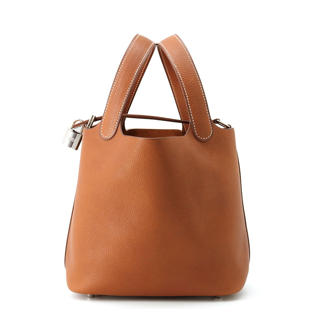 HERMES Picotin Lock Fauve Barenia Leather Fauve Size PM