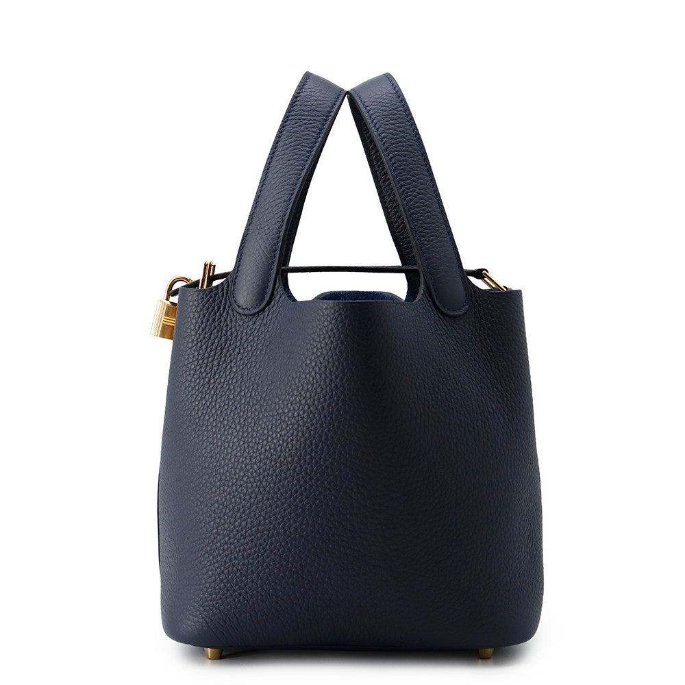 HERMES Picotin Lock Blue Nuit Taurillon Clemence Size PM