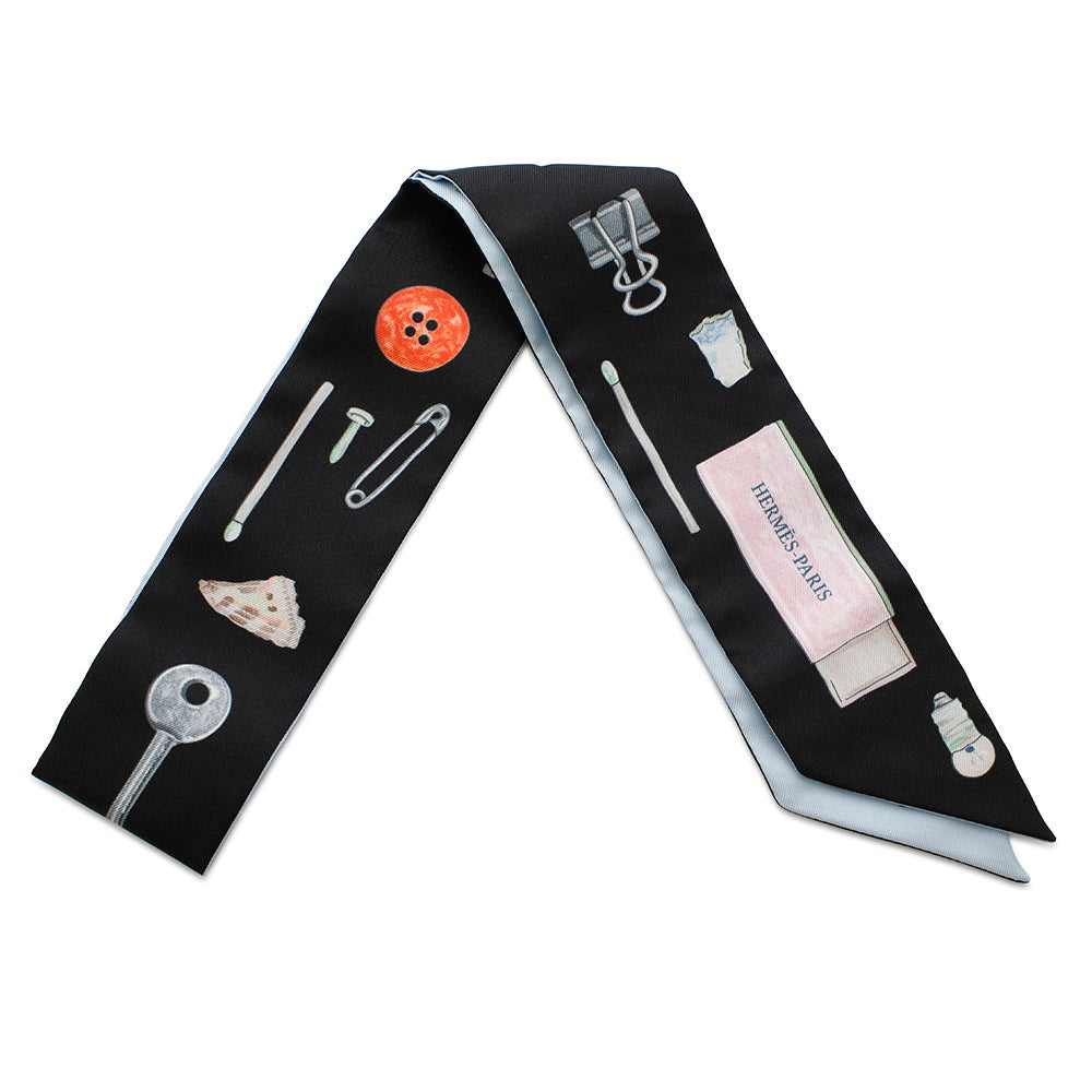 HERMES Twilly In The Pocket Black/Pink/Multicolor Silk100%