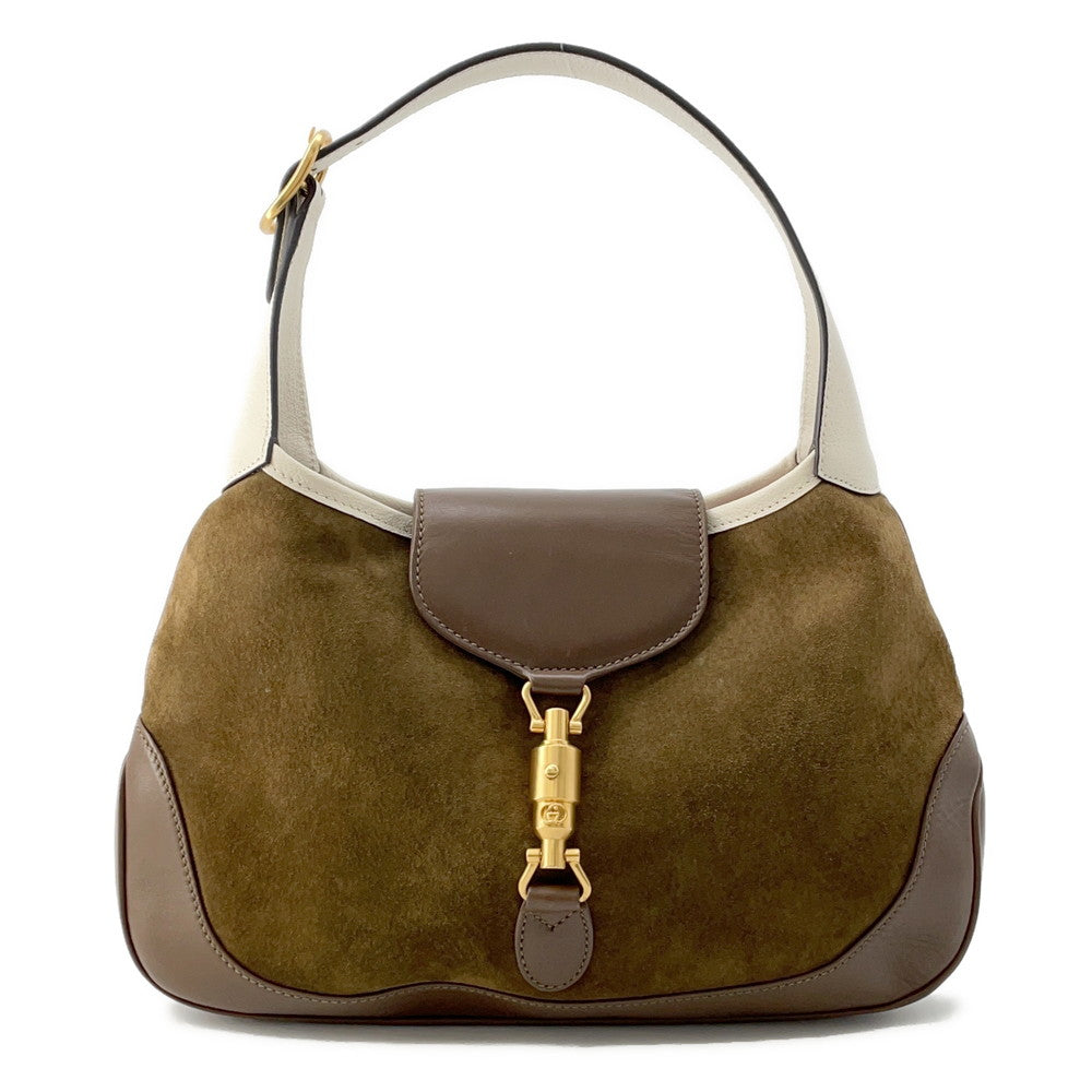 GUCCI Jackie Vintage Shoulder Bag Brown Suede leather