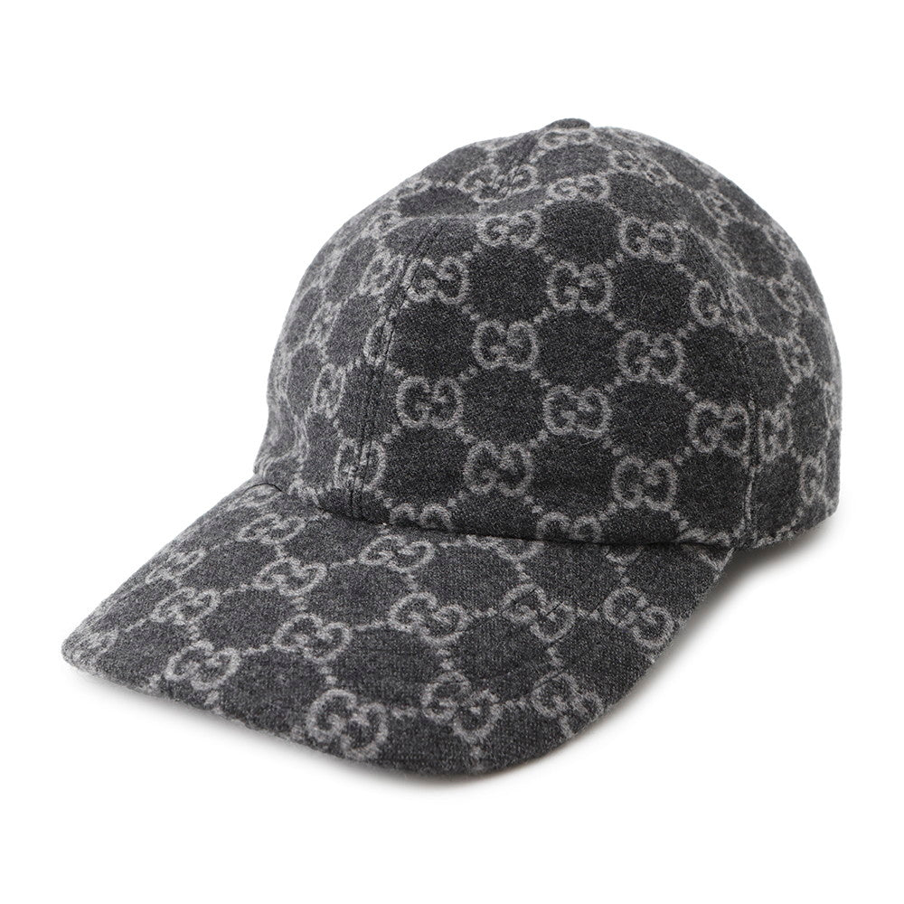 GUCCI GGFlannel Baseball Cap Size L Black792827 Wool 100%