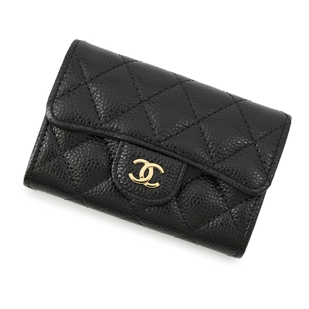 CHANEL Matelasse Flap Card Case BlackAP0214 Caviar Leather