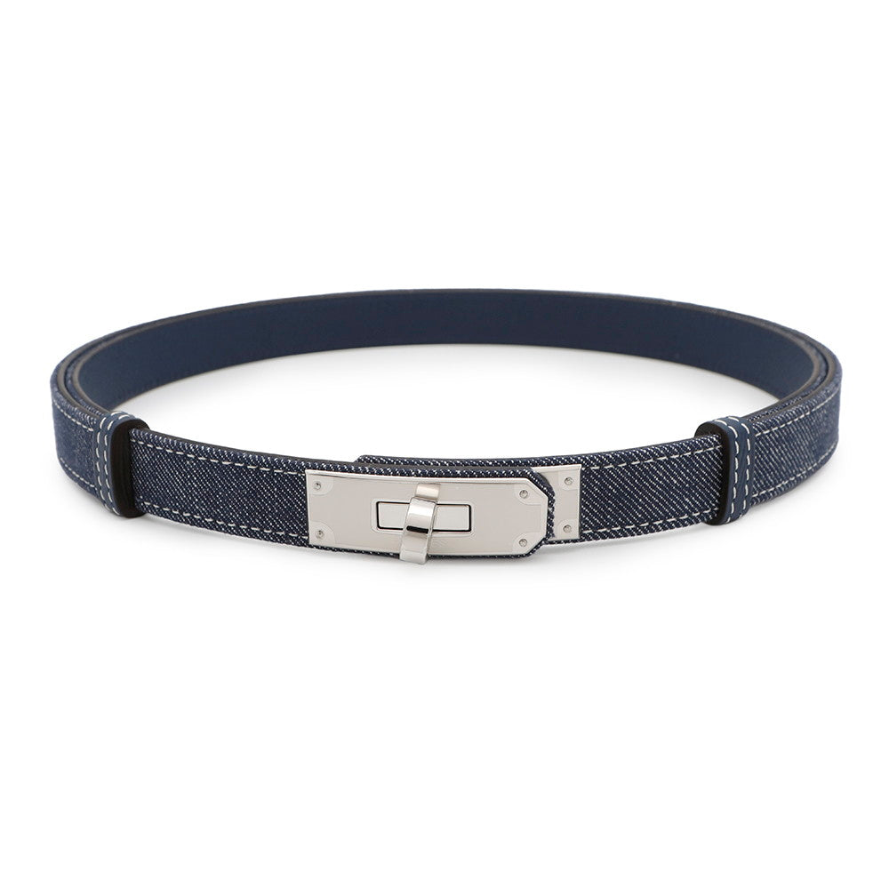 HERMES Kelly Jean Belt Blue Indigo/White/Blue Navy Epsom Denim