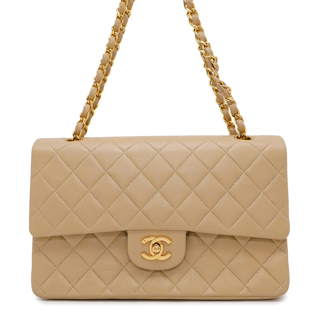 CHANEL Matelasse ChainShoulder Bag BeigeA01112 Lambskin Size 25