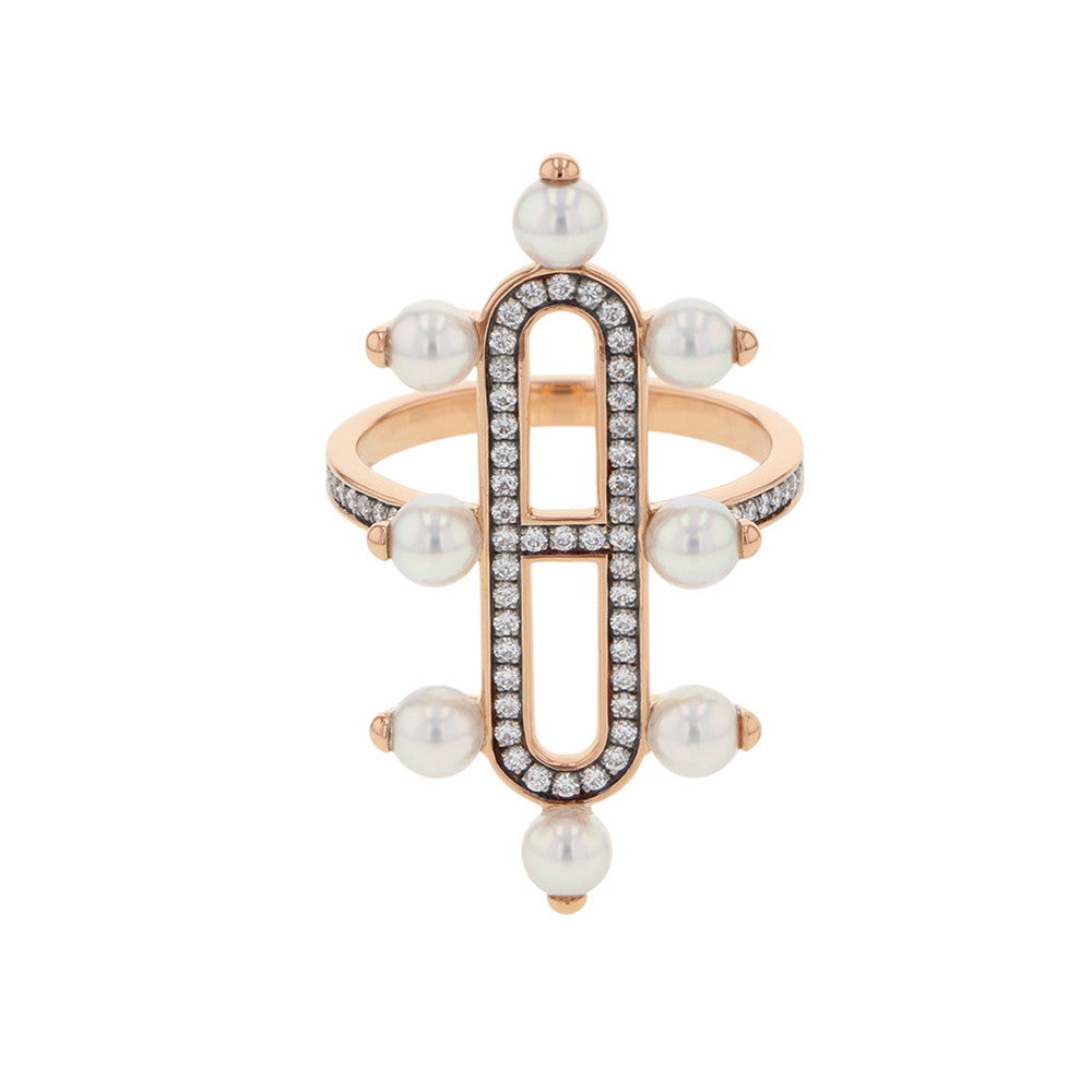 HERMES HERMES Shandra Ring Size 56/#16 MM 18K Pink Gold
