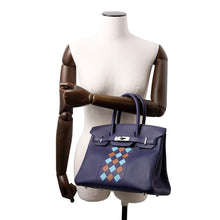 Load image into Gallery viewer, HERMES Birkin Trace Blue Encre/Bleu du Nord/Gold Swift Leather Epsom Size 30
