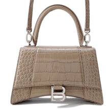 Load image into Gallery viewer, BALENCIAGA Hourglass 2WAY Bag Greige593546 Croco embossed leather Size Small
