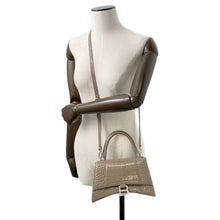 Load image into Gallery viewer, BALENCIAGA Hourglass 2WAY Bag Greige593546 Croco embossed leather Size Small

