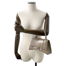 Load image into Gallery viewer, BALENCIAGA Hourglass 2WAY Bag Greige593546 Croco embossed leather Size Small
