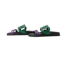 Load image into Gallery viewer, HERMES Sandals 《Extra》 Vert Electric/Violet/Black Leather Rubber Size 37.5
