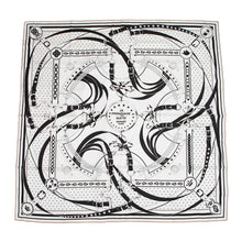 Load image into Gallery viewer, HERMES CAREDOUBLE FACE Morning Walk - Bandana Size 140 White/Black/Cuir Silk100%
