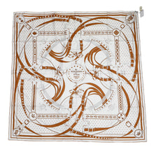 Load image into Gallery viewer, HERMES CAREDOUBLE FACE Morning Walk - Bandana Size 140 White/Black/Cuir Silk100%
