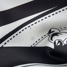 Load image into Gallery viewer, HERMES CAREDOUBLE FACE Morning Walk - Bandana Size 140 White/Black/Cuir Silk100%
