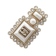 将图像加载到图库查看器中，CHANEL Perfume motif pin Brooch Champagne Gold/WhiteAB7207 Metal Rhinestone Faux Pearl
