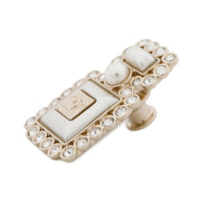 将图像加载到图库查看器中，CHANEL Perfume motif pin Brooch Champagne Gold/WhiteAB7207 Metal Rhinestone Faux Pearl
