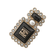 Load image into Gallery viewer, CHANEL Perfume motif pin Brooch Black/Champagne GoldAB7207 Metal Faux Pearl Rhinestone
