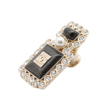 Load image into Gallery viewer, CHANEL Perfume motif pin Brooch Black/Champagne GoldAB7207 Metal Faux Pearl Rhinestone

