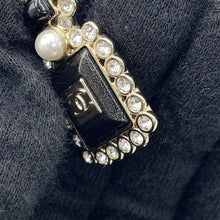 Load image into Gallery viewer, CHANEL Perfume motif pin Brooch Black/Champagne GoldAB7207 Metal Faux Pearl Rhinestone
