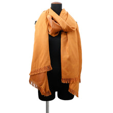 将图像加载到图库查看器中，HERMES New Libris Stole Brown Cashmere85% Silk15% Lambskin

