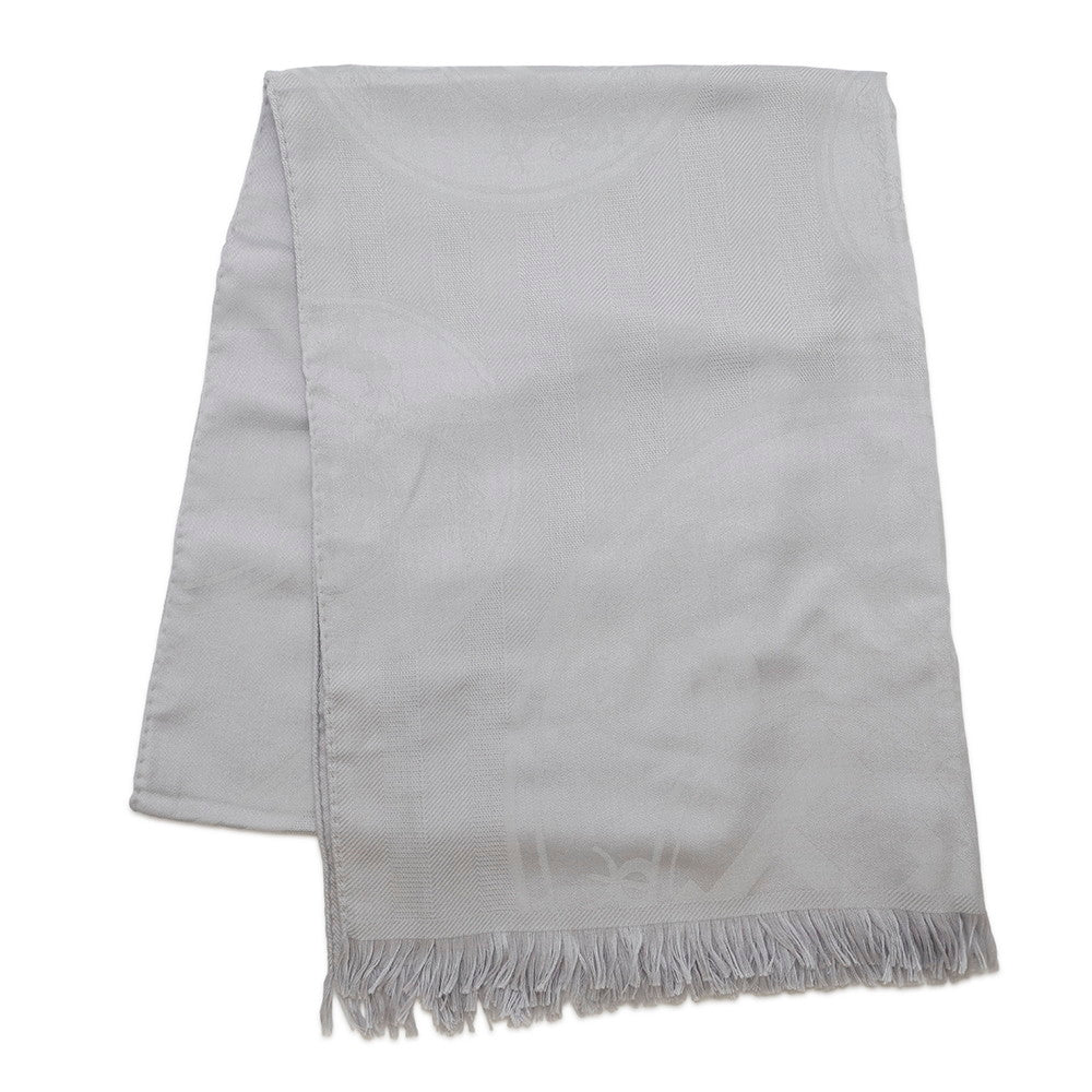 HERMES Stole New Libris Gris Nuage Cashmere85% Silk15%