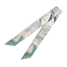 将图像加载到图库查看器中，HERMES Twilly Saddler&#39;s Bouquet Vert/Beige/Gris・Perle Silk100%
