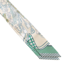 将图像加载到图库查看器中，HERMES Twilly Saddler&#39;s Bouquet Vert/Beige/Gris・Perle Silk100%
