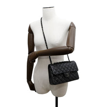 将图像加载到图库查看器中，CHANEL Matelasse W Flap Chain Shoulder Bag BlackA01113 Lambskin Size 23
