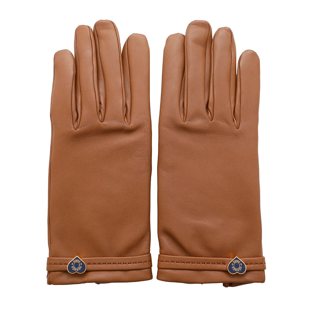 HERMES Dream Love Gloves Size 7 Cognac Lambskin