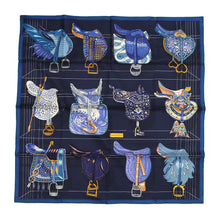 Load image into Gallery viewer, HERMES Carre Everything in the Saddle Size 90 Cobalt/Marine/Oar Silk100%
