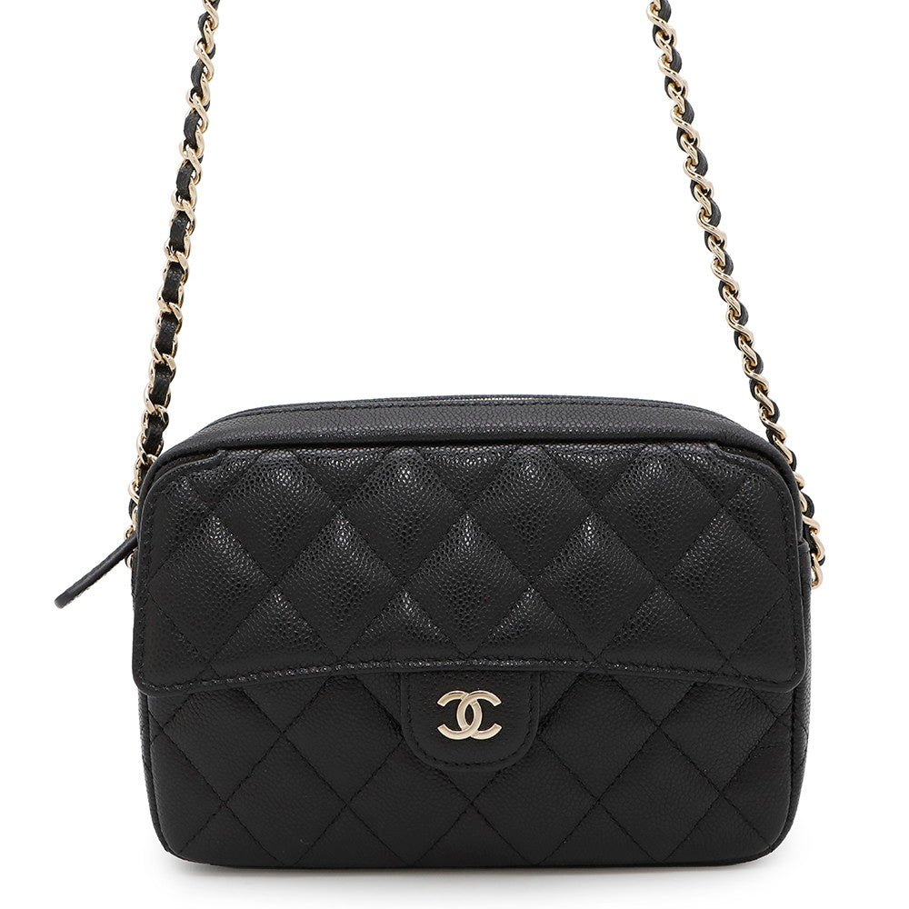 CHANEL Matelasse Classic ChainClutch BlackAP4425 Caviar Leather