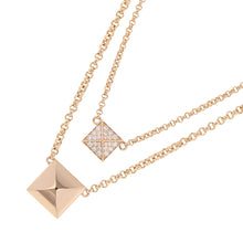 Load image into Gallery viewer, HERMES HERMES Crew de H 2 Chain Diamond Necklace Size 40 18K Pink Gold
