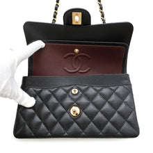 Load image into Gallery viewer, CHANEL Matelasse W Flap ChainShoulder Bag BlackA01113 Caviar Leather Size 23
