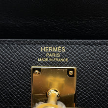 将图像加载到图库查看器中，HERMES Kelly Elan Black Epsom
