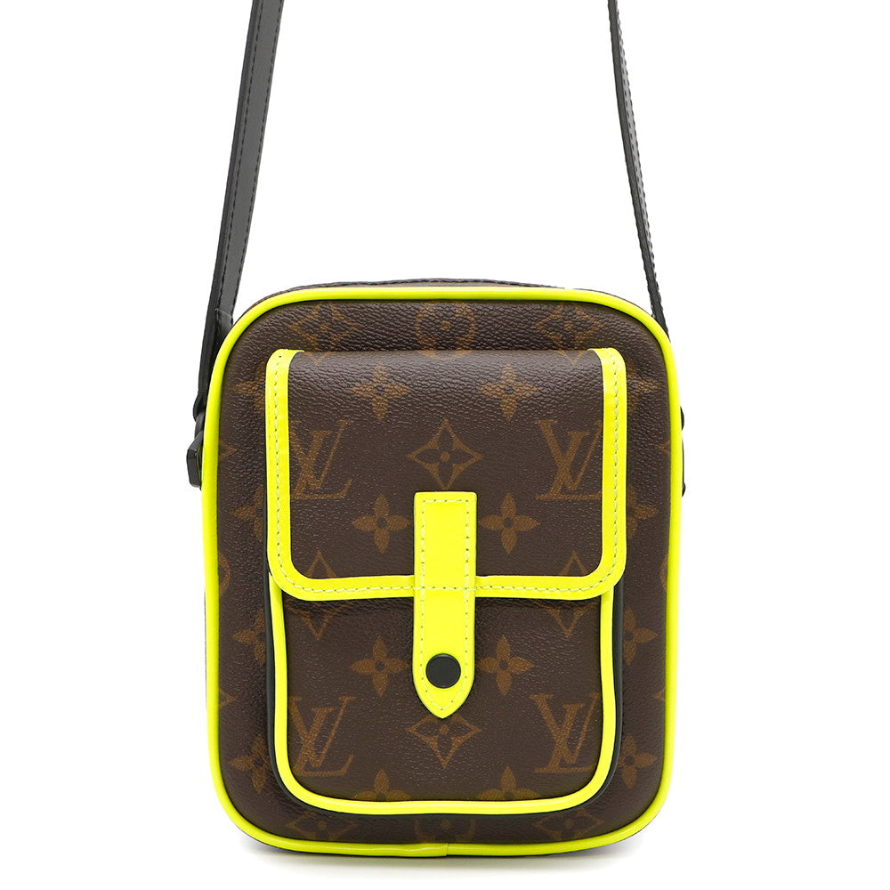 LOUIS VUITTON Christopher wearable wallet Noir/Neon YellowM80793 Monogram Macassar Canvas
