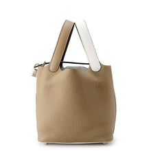 Load image into Gallery viewer, HERMES Picotin Lock Casaque2 Beige Marfa/New White/Macassar Taurillon Clemence Swift Leather Size PM

