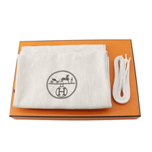 Load image into Gallery viewer, HERMES Sneakers Kid Plus Noir/White Toile H Calf Leather Chèvre Velour Size 38
