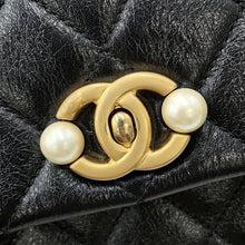Load image into Gallery viewer, CHANEL Matelasse PearlChainShoulder Bag BlackAS3000 Shiny Calf Leather
