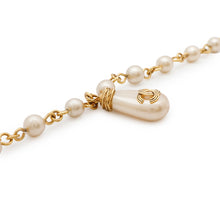 将图像加载到图库查看器中，CHANEL Long Necklace CC Logo Gold Plated Faux Pearl
