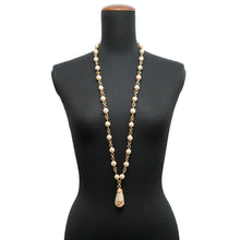 将图像加载到图库查看器中，CHANEL Long Necklace CC Logo Gold Plated Faux Pearl
