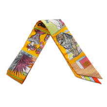 Load image into Gallery viewer, HERMES Twilly Grand Theater Nouveau Soleil / Vert Fluo / Multicolor Silk100%
